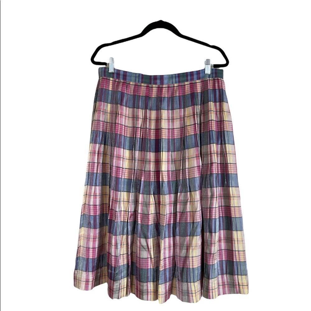 J.crew metallic plaid pleated skirt.